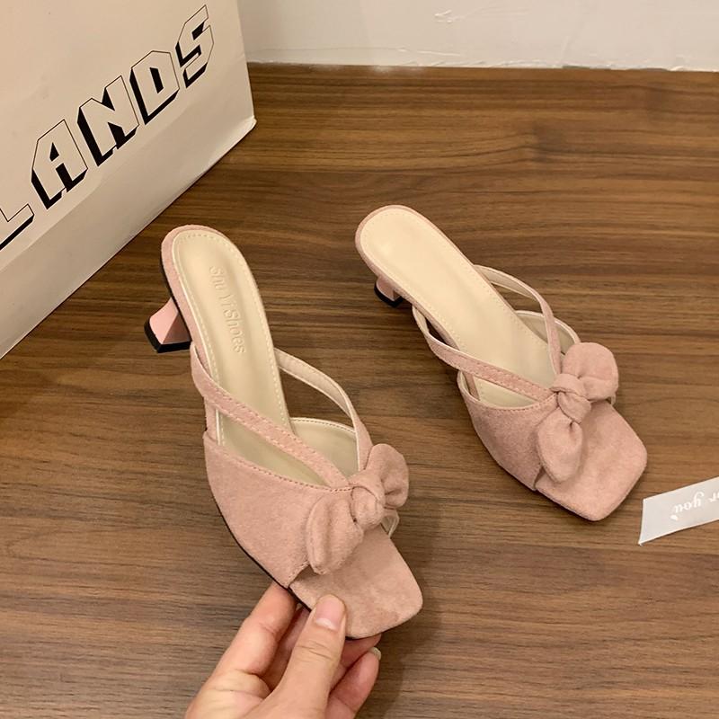 2026 New Women Vacation Sandals Fashion Open Toe High Heels Shoes Ladies Casual Butterfly-knot Dress Shoes Zapatos De Mujer