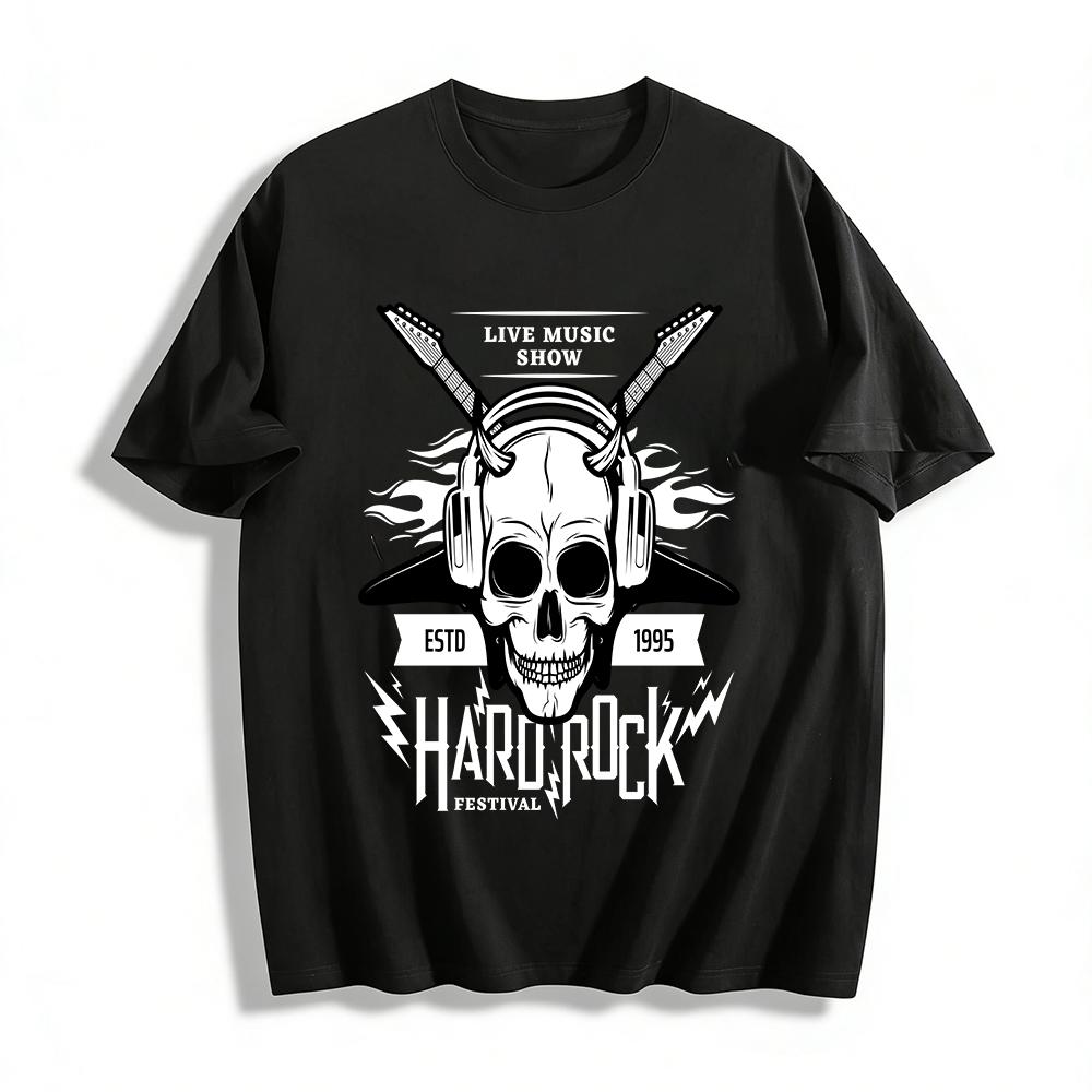 

Vintage Rock Skull Guitar Print Cool Tee ESTD 1995 Pure cotton T-shirt XXS