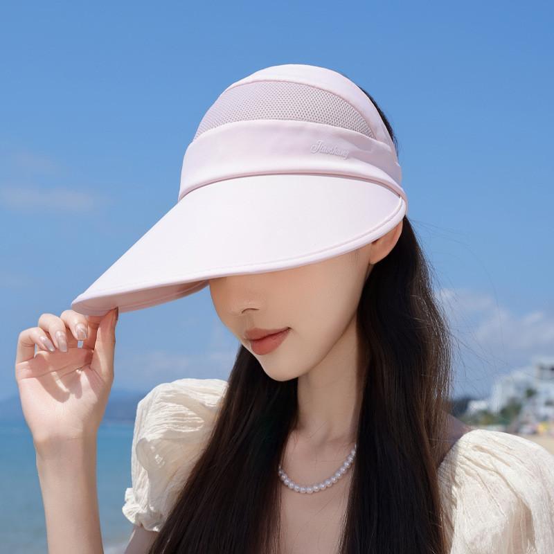 Summer Lightweight Wide Brim Sun Hat Polyester Fabric Women Sunshade Uv Defense