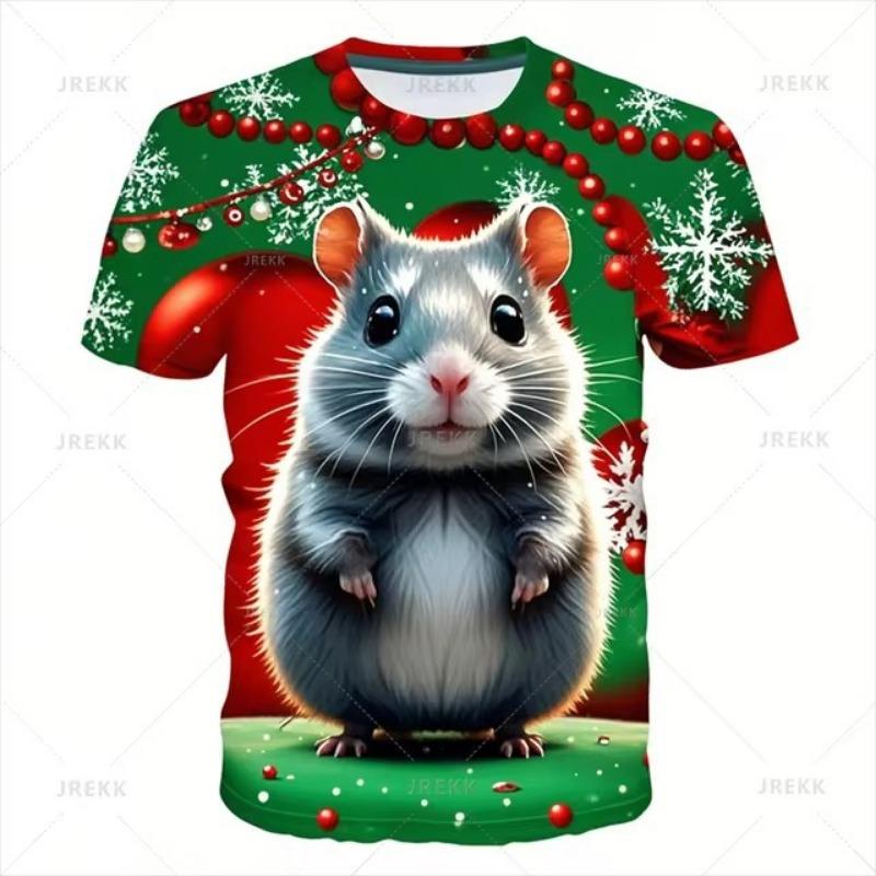 Roztomilé zvíře 3D křeček Tričko s digitálním potiskem Veselé Vánoce Trička se vzorem Circetidae Dámské