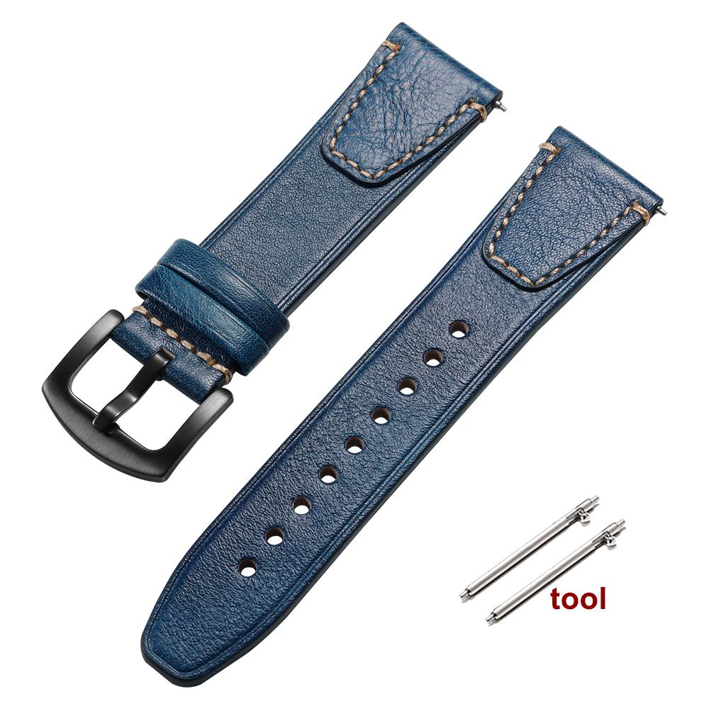 Vintage Brown Genuine Leather Watch Band Quick Release Retro Oil Wax Calfskin Strap for Seiko for Rolex 18mm 20mm 22mm Wristband