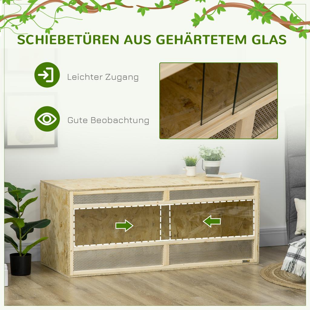 Terrarium for Reptiles/Amphibians, Glass Sliding Doors, Ventilation Grille, 120x50x50cm