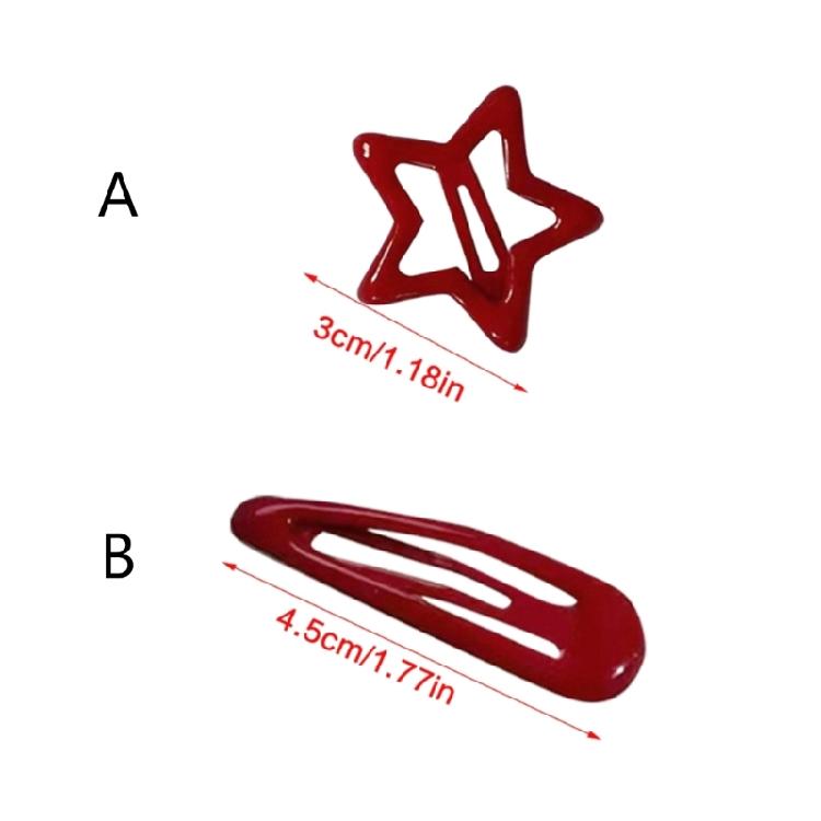 20 Pcs Sweet Cool Hair Clip Red Star Hairpins Styling Hair Accessories Snap Clip