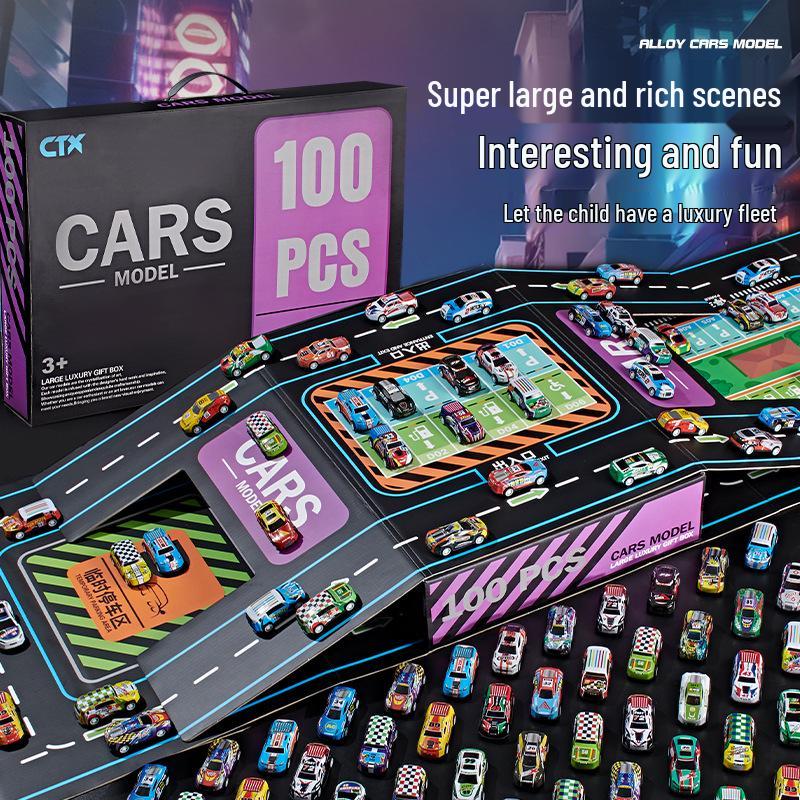100-Piece Miniature Alloy Toy Car Set for Boys - Includes 34 Off-Road Racing Cars - Educational Gift for Ages 2+
