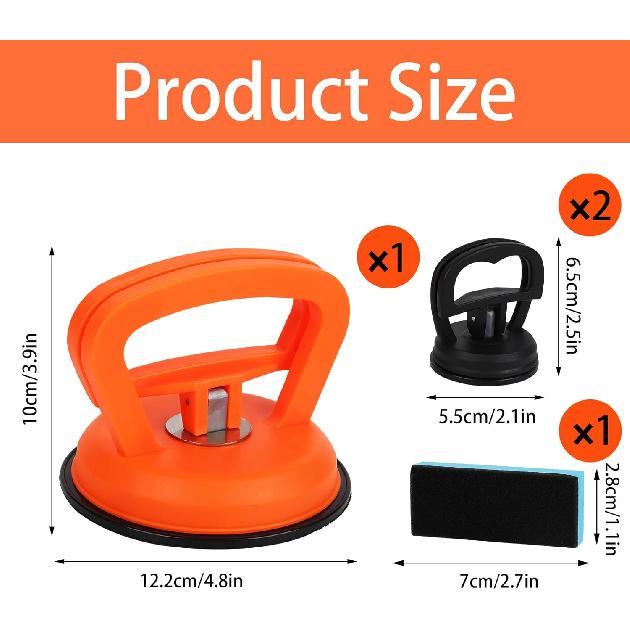 3-Pack Suction Cup Dent Puller Kit – Upgraded Dent Remover Tool Set for Car Dent Repair, Screen, Glass, Tile, Heavy Object Lifting – Paintless