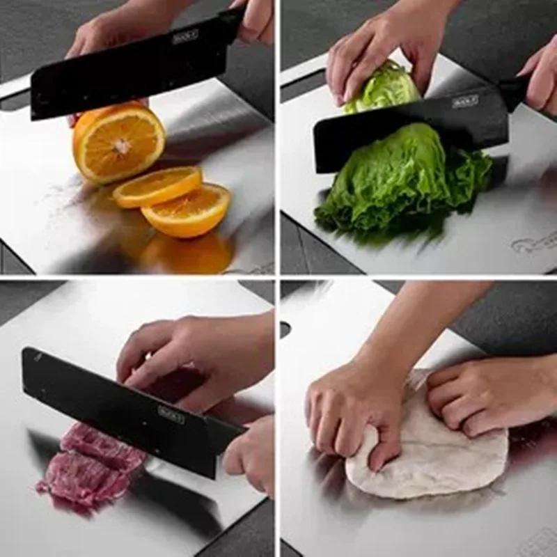 Stainless Steel Cutting Board for Kitchen Cooking Cutting Boards Portable Fruit Meat Chopping Double-Sided Cutting Board