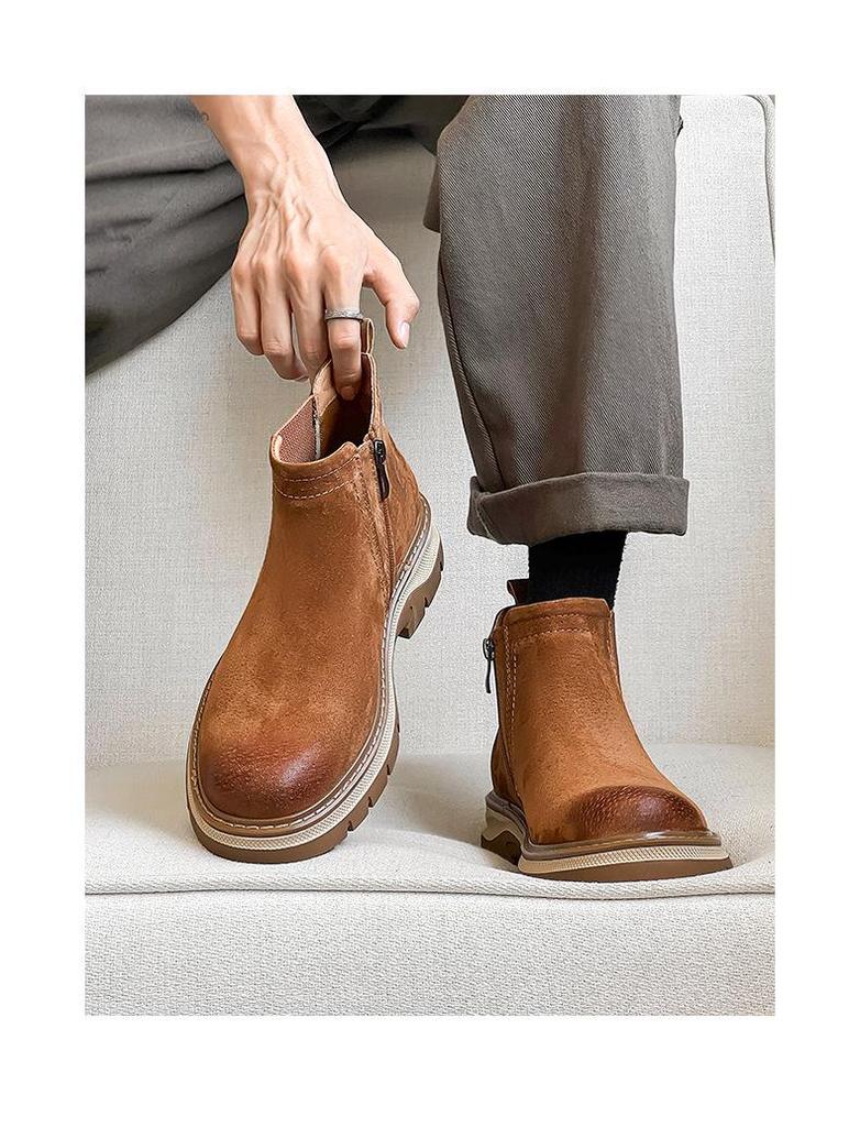 Men's Retro British Style High-Top Work Boots - Korean Inspired Trendy Martin Boots