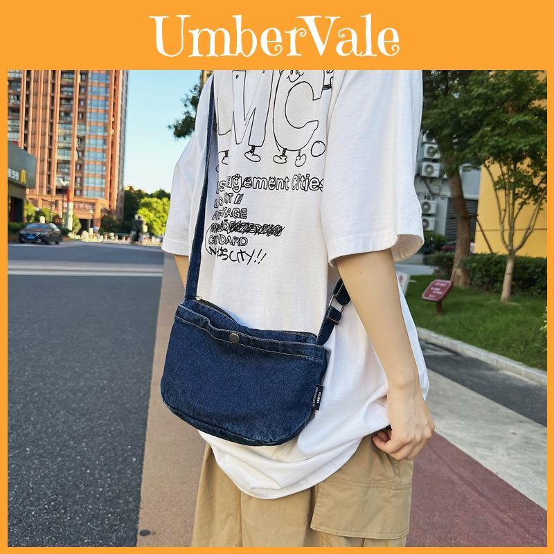 Women Denim Crossbody Bag In Street Trend Style With Soft Structure And Zipper Closure