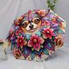 Folding Umbrella Chihuahua Surrounded by Vibrant Floral Mandala Creative Portable Folding Umbrella Christmas and Other Holiday