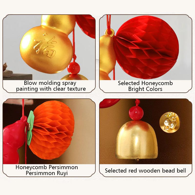 14cm DIY Accessories Cute Bell Design New Year Home Decor Gift of Blessing Gourd Design Auspicious Pendant Multi-Color