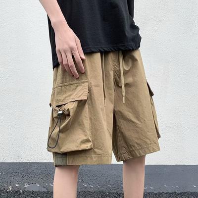 Pantaloni scurți de lucru în stil american pentru bărbați, vară, secțiune subțire, buzunare mari, pantaloni casual, pantaloni largi, drepti, de cinci minute