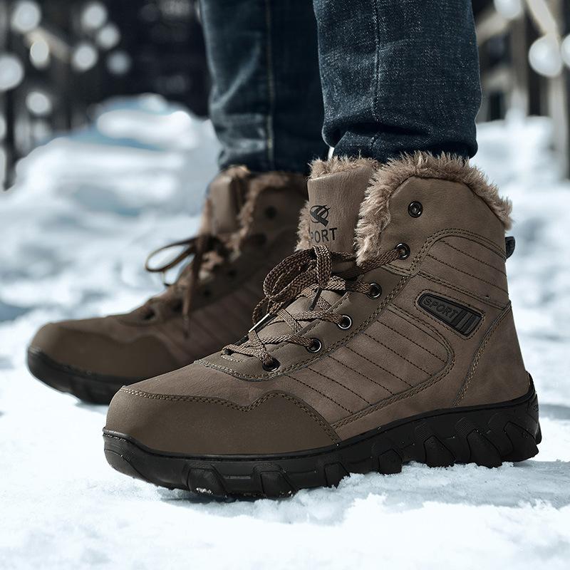 New winter outdoor shoes men's fur snow boots sports hiking boots plus velvet cotton shoes casual shoes M1094