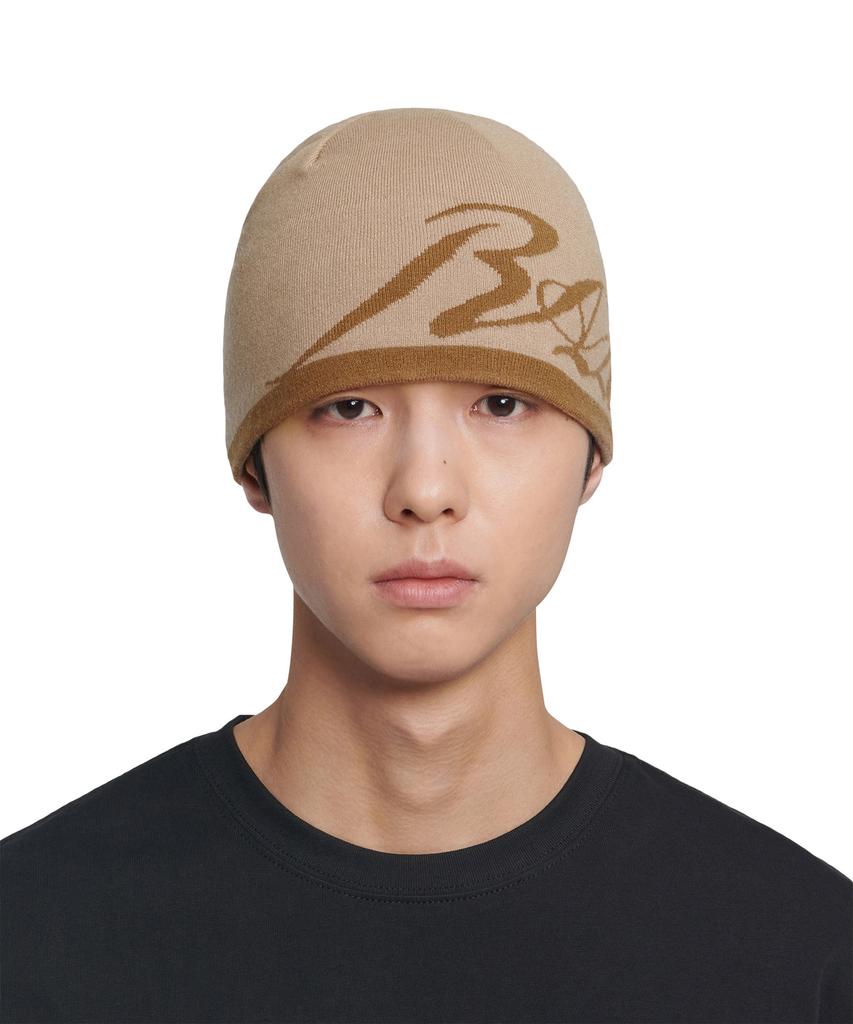 Nomaenyueol Raw Jacquard Beanie - Beige