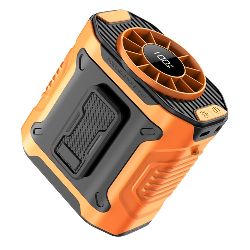 

M360 100 Speeds Adjustable Waist Fan Digital Display Summer Portable Neck Fan with LED Light Orange