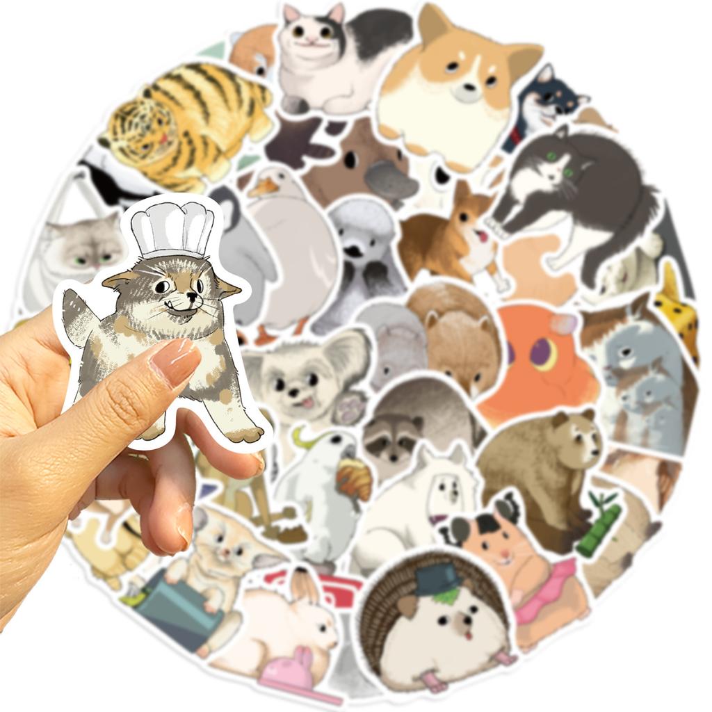 50 Hand-drawn Cartoon Elements Animal Doodle Stickers Decorative Guitar Notebook Suitcase DIY