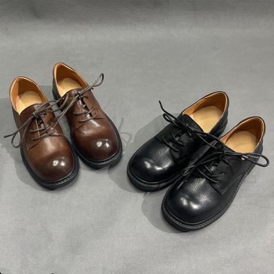 Moda Couro de Vaca estilo retrô sapato feminino totalmente em couro sapato baixo de couro de vaca casual antigo britânico