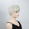 Synthetic Short Wigs With Bangs Lady Silver White Wig for Women Layered Hair for Daily Cosplay Heat Resistant Fibre