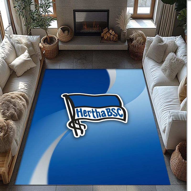 hertha bsc FC Soccer Football Pattern Soft Area Rug Non Slip Indoor Floor Carpet Sports Decor Mat for Bedroom