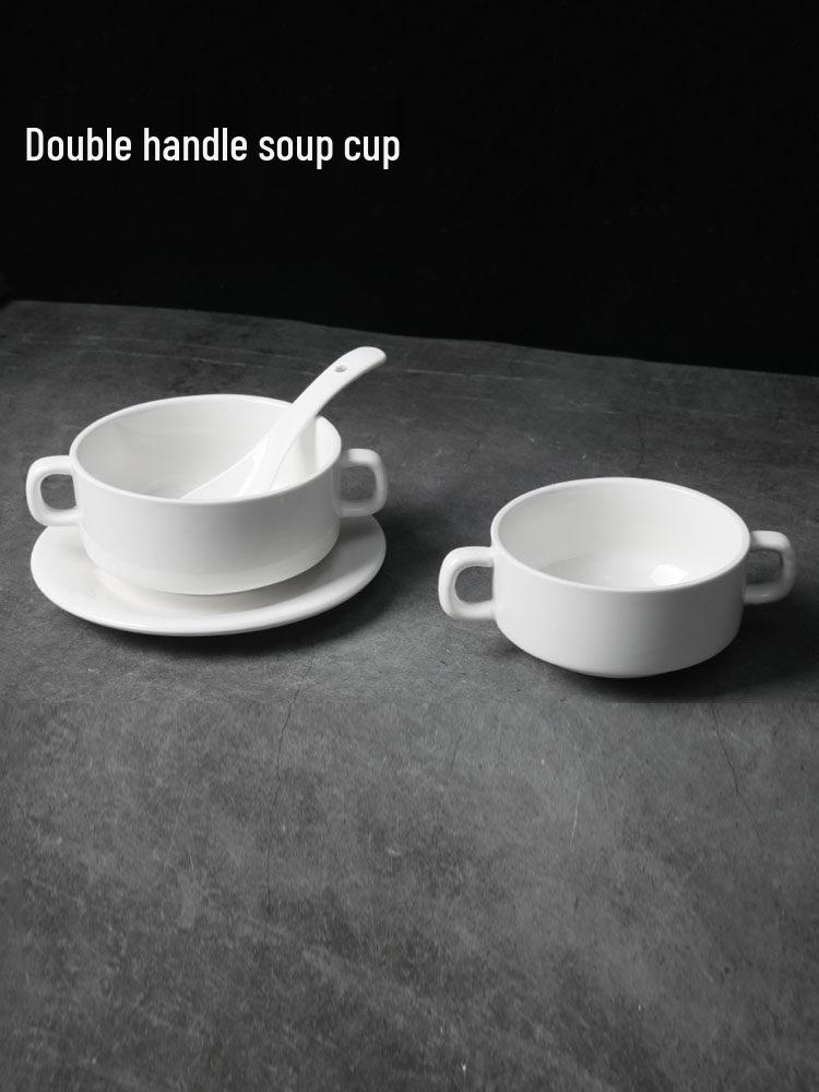 Bird's Nest Ceramic Stew Pot with Lid, Steaming Bowl, Double Boiler, Pure White, for Soup & Steamed Egg