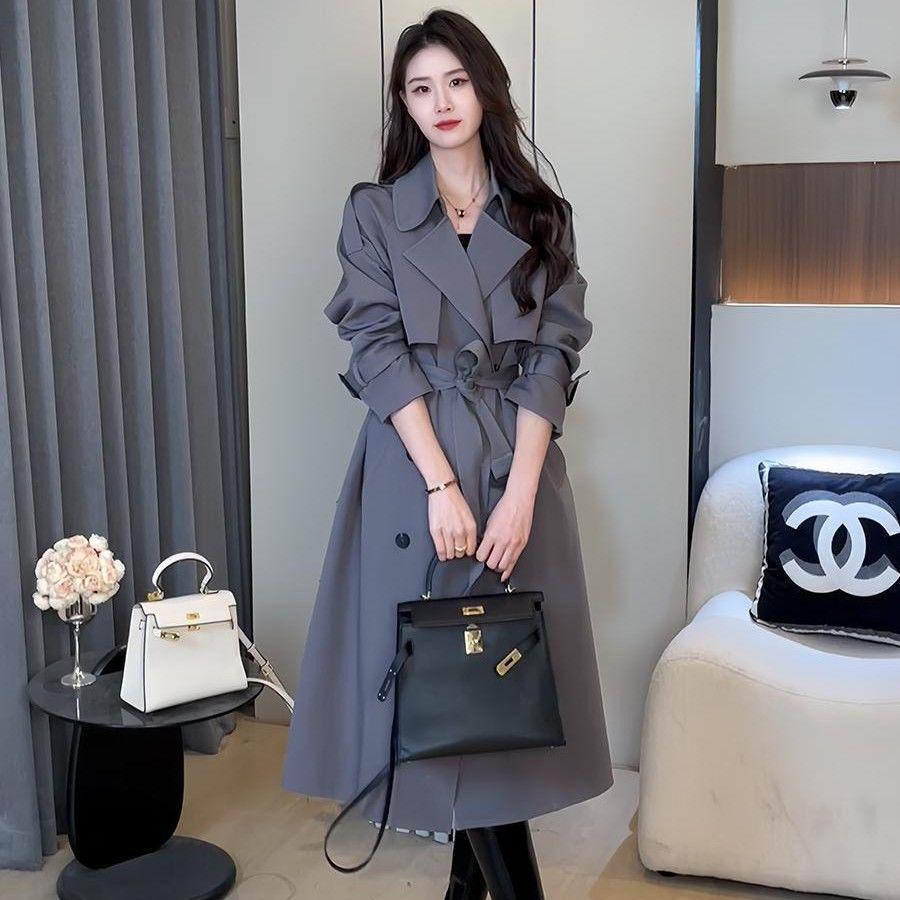 Loose-Fit Double-Breasted Petite Trench Coat - Mid-Length, Versatile, Slimming, Autumn Fashion