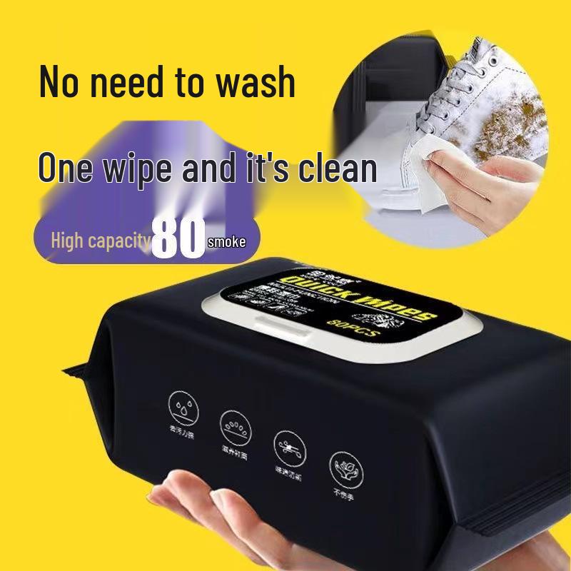 White Shoe Cleaner No-Rinse Wipes: Whitening & De-Yellowing Stain Remover