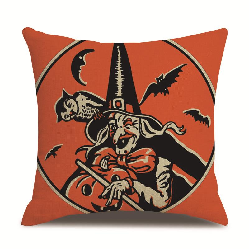 Halloween Linen Pillow Cover Printed Pillow Cover