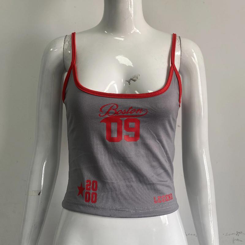 European and American Y2K digital printed sports vest