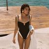 Black White One Piece Sexy Push Up Swimsuit Women Solid Swimwear Bathing Suit Beach Party Female Backless Sweet Fashion Design Swimsuit