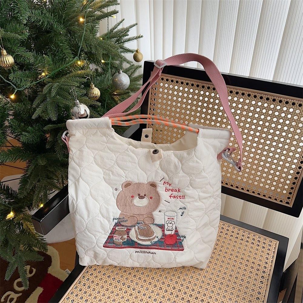 Soft Cotton Quilted Handbag With Stylish Embroidery Perfect For Everyday Use