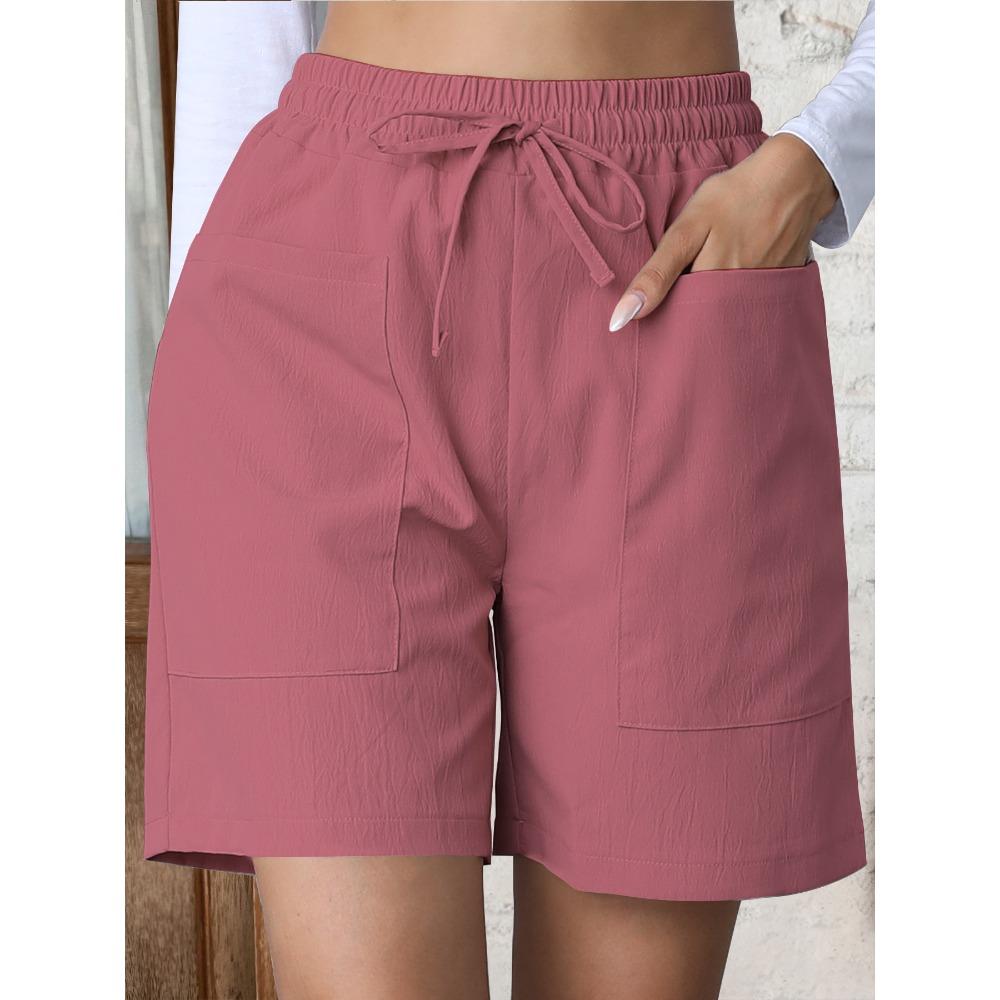 Trendy Women's Casual Drawstring Elastic Waist Relaxed Straight Leg Shorts, Lightweight Breathable Summer Shorts for Daily Wear & Outings shorts