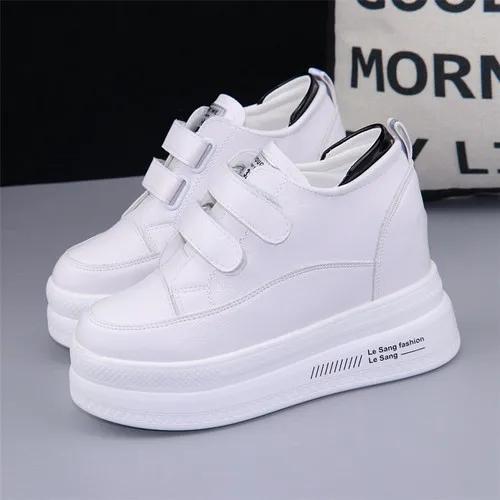 

мода 2024 Весна Женские Туфли на Высоком Каблуке 10 См Толстая Подошва Кроссовки Новая Осенне-Зимняя Мода Повседневная Обувь Черный Белый 34-40 40