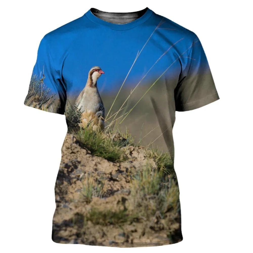 Camouflage Hunting Animals Quail 3D Print Summer Men's O-Neck T-shirt Casual Short Sleeve T Shirt