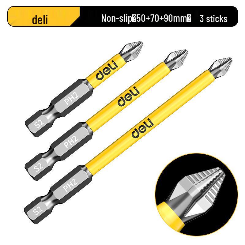 Deli Tungsten Steel Magnetic Anti-slip Phillips Drill Bit Set