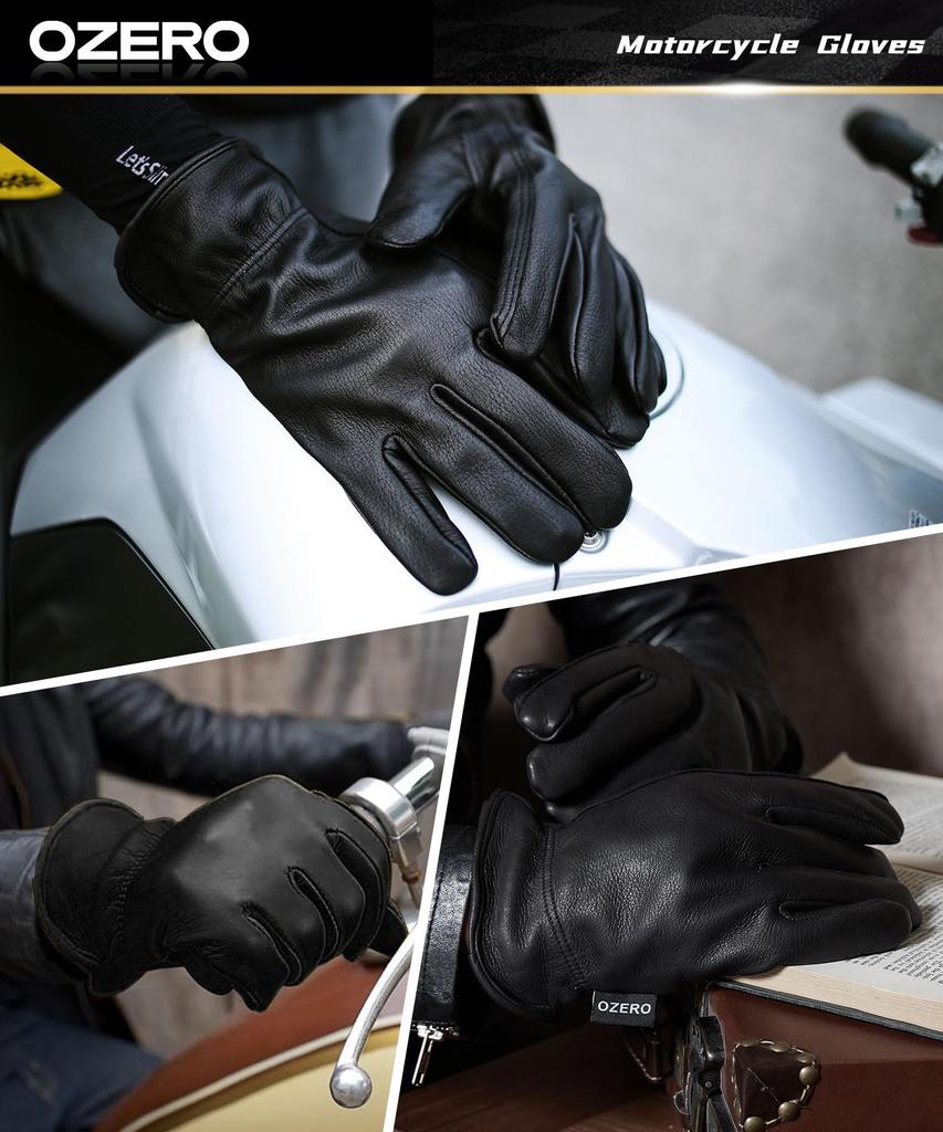 Motorcycle Gloves Deerskin Waterproof Leather Gloves for Outdoor All Size M [OZERO] Craftsmanship Leather Motorcycles, Soft, Spring, Autumn,
