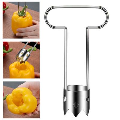 2Pcs Red Bell Pepper Corer Stainless Steel Fruit Vegetable Corer & Pitter Remover Pepper Cutter Deseeder Kitchen Utensils