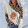 Women's Aztec Hoodie Geometric Pattern Long Sleeve Colour Block Pullover Drawstring Sweatshirt