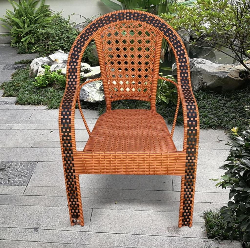 Breathable High Back Rattan Chair for Outdoor & Indoor Use - Waterproof, Sun Protection, Ideal for Balcony or Teahouse