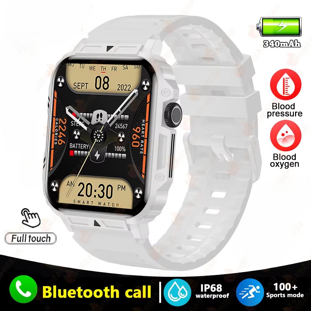 2025 New Military Men Smart Watch Health Monitor Bluetooth Call Smartwatch Fitness IP68 Waterproof Sports Watches for Women