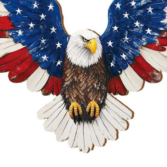 4th of July Patriotic Eagle Wreath Wooden American Eagle Door Hanger Vintage Hanging Welcome Sign for Independence Day Memorial Day
