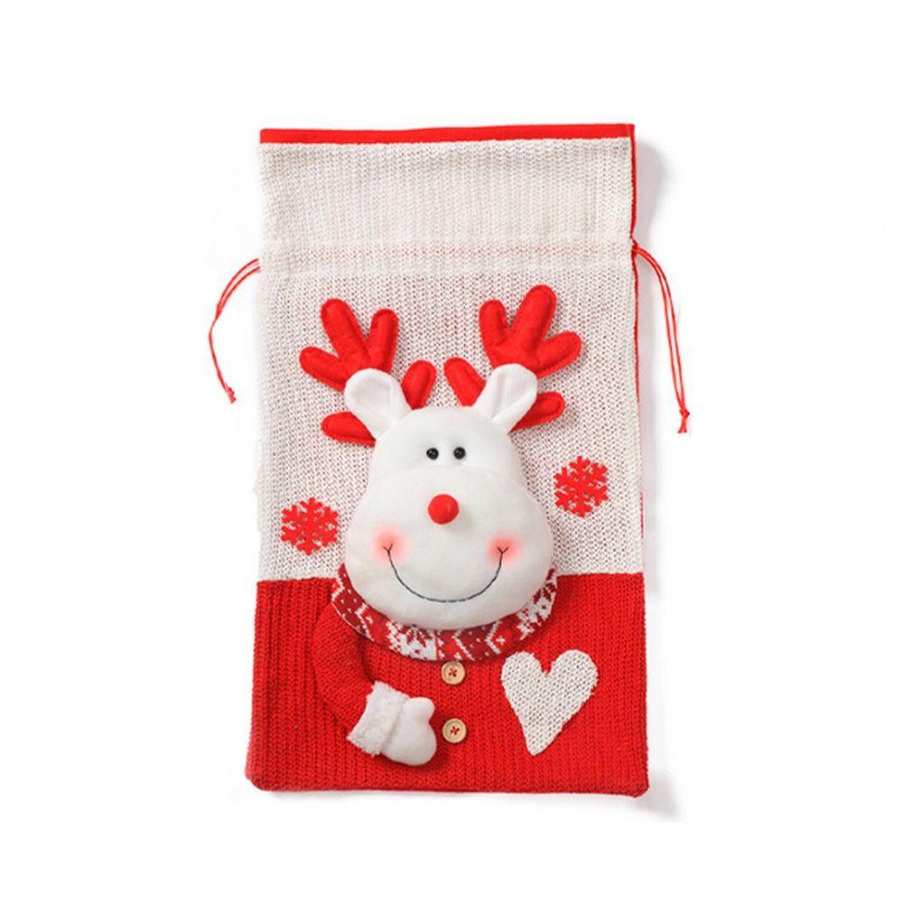 Reindeer Santa Claus Gift Bag Elk Xmas Drawstring Pouch Exquisite Merey Christmas Bag  Party Favors