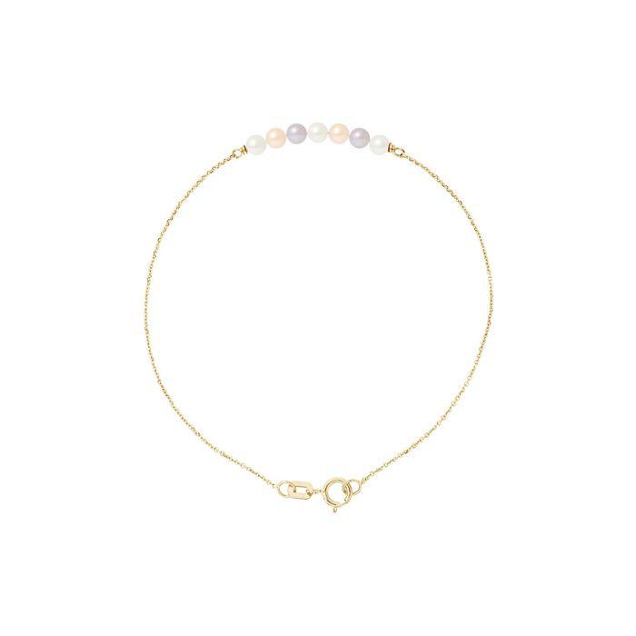 Bracelet - Pearls & Colors - 7 Perles de Culture d'Eau Douce Multicolores - Or Jaune 375/1000 - 18 cm - Femme