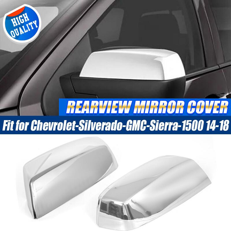 Silver Side Rearview Mirror Cover Trim For Chevy Silverado/GMC Sierra 2014-2018