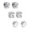 Round Square Cubic Zirconia Stainless Steel No-Piercing Ear Clip Cartilage Earrings