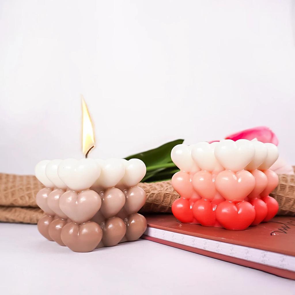 Bubble Candle Molds-Silicone Mold for Candles Making,DIY 3D Moulds for Soy Wax,Beeswax,Scented Candle,Day Gifts (Heart Bubble)