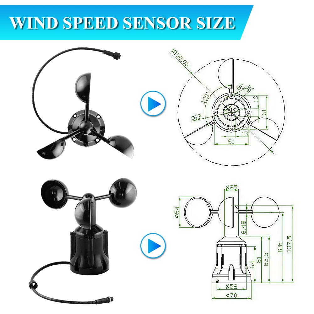 30m/s Wind Speed Sensor Weather Station Outdoor 3 Cup Anemometer Sensor High Precision Output RS485 4-20MA 0-5V 0-10V PNP NPN