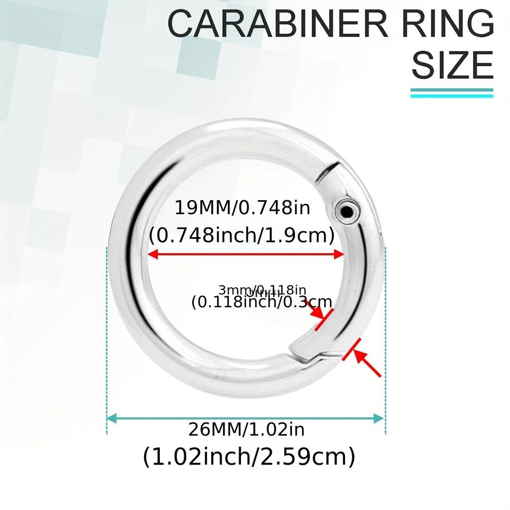 Pack of 10 Trigger Spring O-Rings, Metal Round Snap Buckles, Spring Keychain Clips for Hardware DIY Handmade Wallet Replacement with Keyring