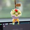 Woolen Rose Car Air Freshener Pendant - Rearview Mirror Ornament for Girls' Car Interior Decoration