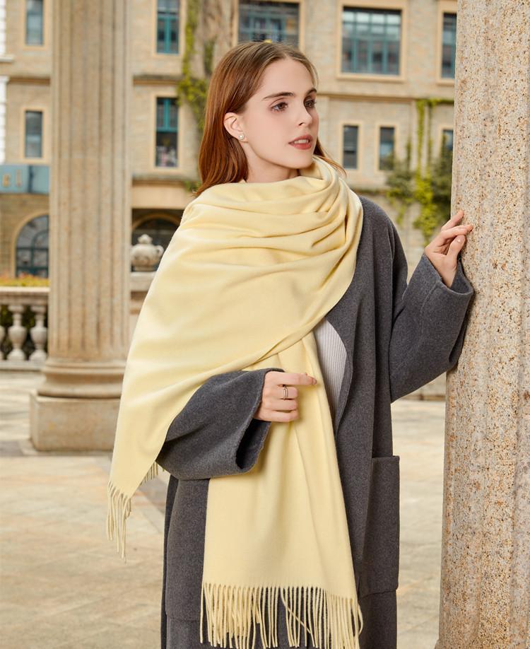 Classic Simple Solid Wool Blend Scarf Women Men Fall Winter High Quality Woolen Shawl Thick Warm Tassel Muffler Female Male Wrap