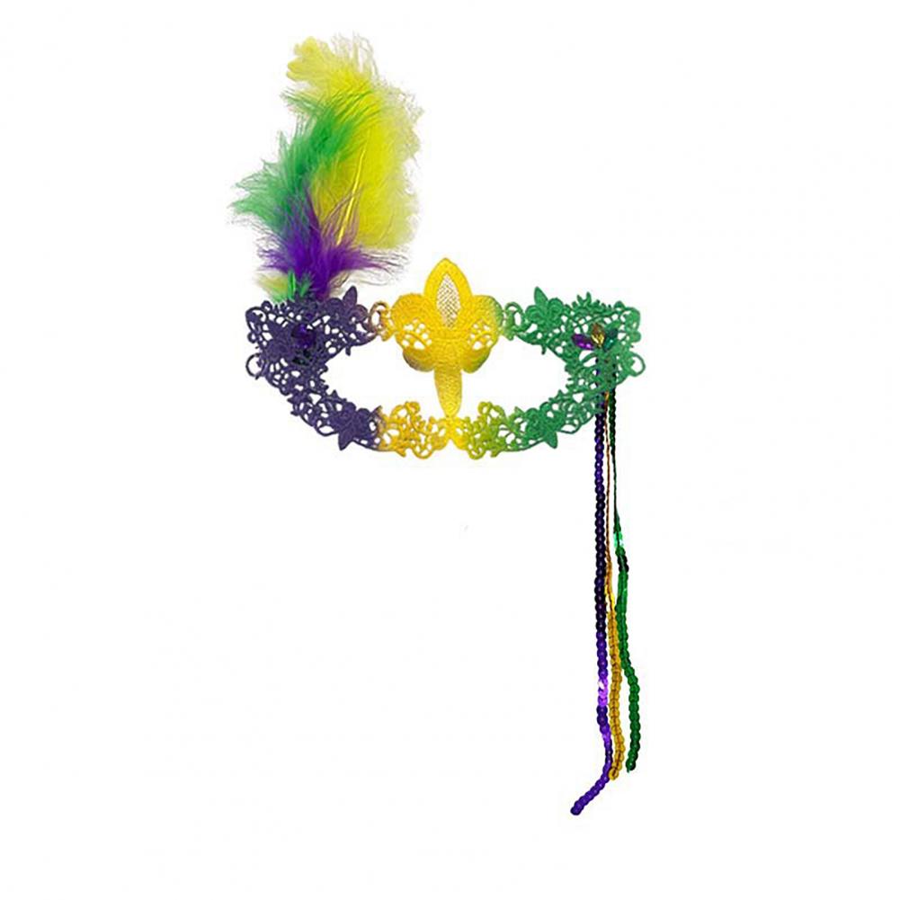 Purple Party Masque Party Masque Masquerade Carnival Feather Mask for Women Mardi Gras Lace Masque Purple Green Yellow Prom Ball