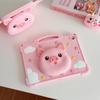 3D Cartoon Cute Pink Pig Silicone Tablet Case With Handle For iPad 12th 11 10 9 8 Ipad Pro Air M4 M3 M2 11inch A16 A19 2018-2026 M4 Kids Cover Stand